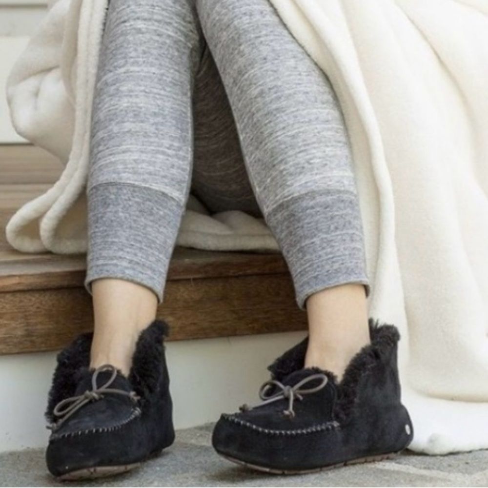 Ugg Tall Alena suede slippers in Black 7